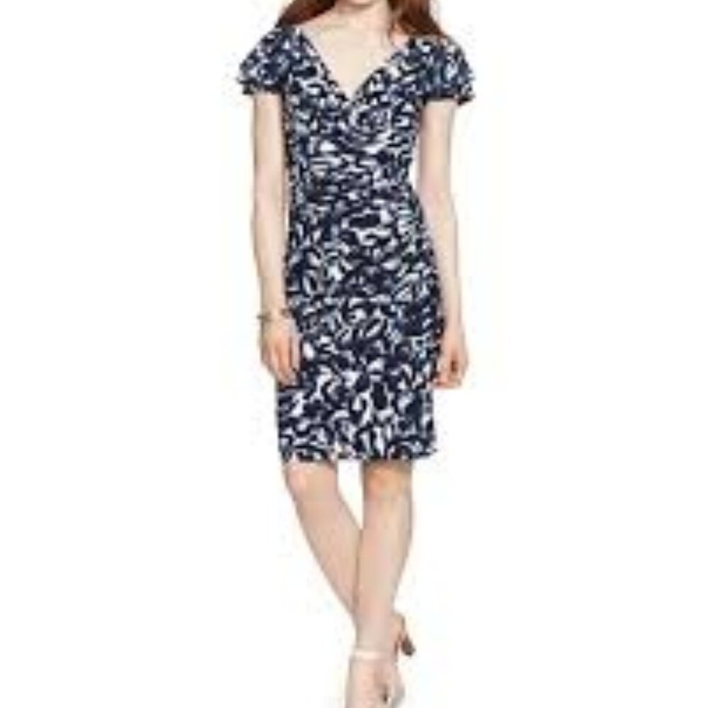 Ralph Lauren Navy and Cream Midi Dress